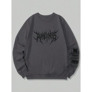Goth Men's Letter Print Round Neck Sweatshirt, School