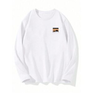 Men's Spring/Autumn Long Sleeve T-Shirt, Minimalist Mountain Print Outdoor Casual Versatile Top, Fall