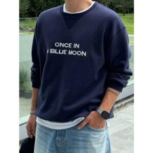 Men's Autumn Letter Print Pullover Sweatshirt, Crewneck