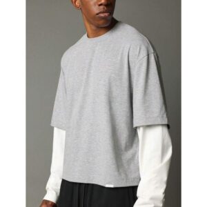 Essential Layered Look Crop Fit Tshirt With Long Sleeves Autumn Winter