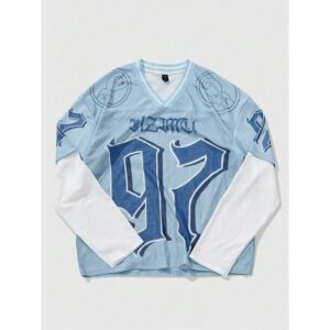 Prep V-Neck 97 Numeric Pattern Mesh T-Shirt (2 In 1), Fall