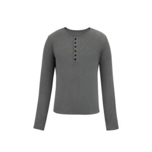 Solid Color Simple Long Sleeve T-Shirt, Casual Daily Wear, Fall