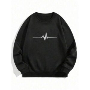 Plus Size Men's Casual Round Neck Long Sleeve Sweatshirt, Graphic Print, Urban Street Style, Suitable For Leisure, Sports, Weekends, Spring, Summer, Autumn, Winter