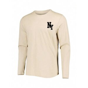 Men's Versatile Piece For Autumn | Apricot Round Neck New York Element Printed Long Sleeve T-Shirt, Suitable As A Gift For Husband, Boyfriend, Or Friend, Fall