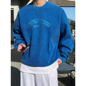 Autumn Letter Embroidery Pullover Baggy Sweatshirt