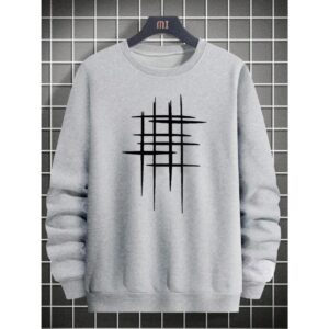 Men's Abstract Line Pattern Print Crew Neck Sweatshirt, Street Style, Autumn/Winter