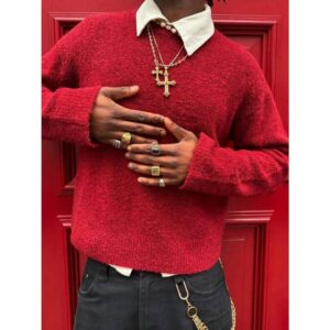 Men's Casual Solid Color Regular Fit Pullover Knit Sweater