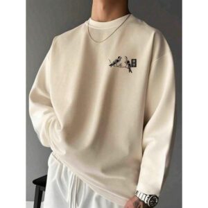 Men's Casual Slogan & Figure Print Long Sleeve T-Shirt, Autumn, Fall