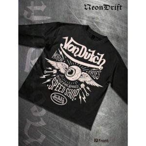 NeonDrift Halloween, Christmas, Thanksgiving Gifts: Men's Long-Sleeve T-Shirt, 250g Cotton Graphic T-Shirt, Men's Fashionable Hip-Hop Style - Long-Sleeve T-Shirt, Funny Vintage Shirt, Regular Fit, Street Style, Digital Printing, Ideal Gift